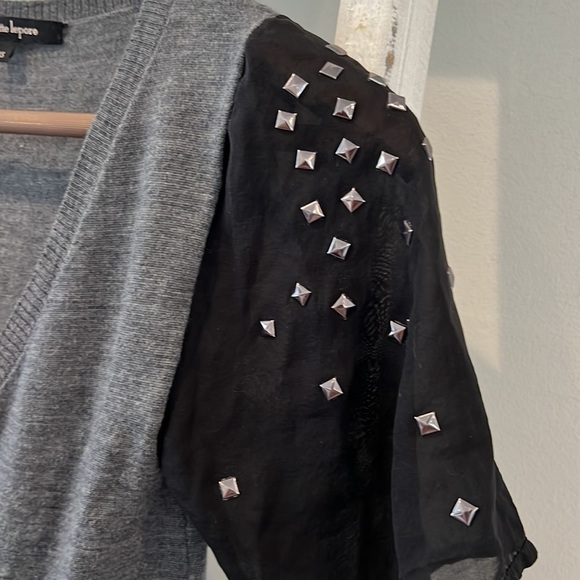 Nanette Lepore V-neck sweater with studded chiffon sleeves size XS - Picture 5 of 8